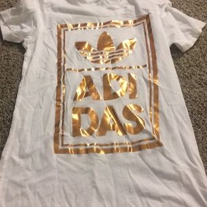 White/gold adidas tee